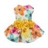 High quality Floral Dog Harness Dress Pet Clothes D-ring Vest Shirts Sundress Yellow Miss pets dress ready to ship