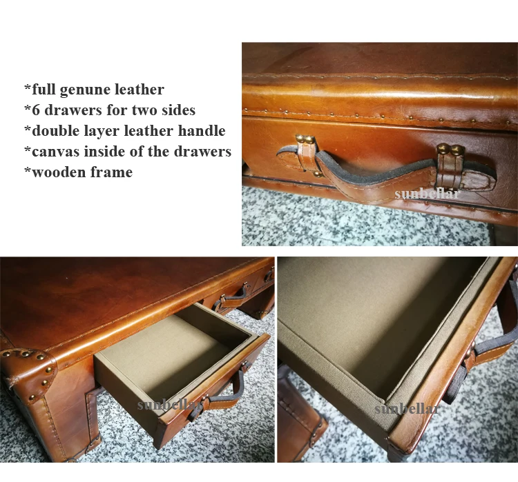 Luxury Vintage Trunk Coffee Table 100genuine Leather Antique Chests