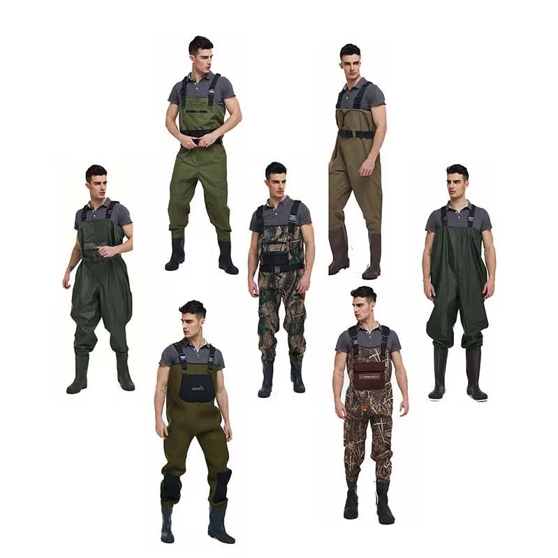 
wholesale manufacturers men women kids camo neoprene 70d nylon fly fishing waterproof pvc waist high chest hunting waders 