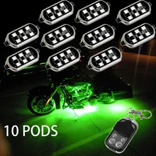 10 шт. Pod премьер зеленый цвет мотоцикл Underglow неоновый светодиодный акцент свет комплект