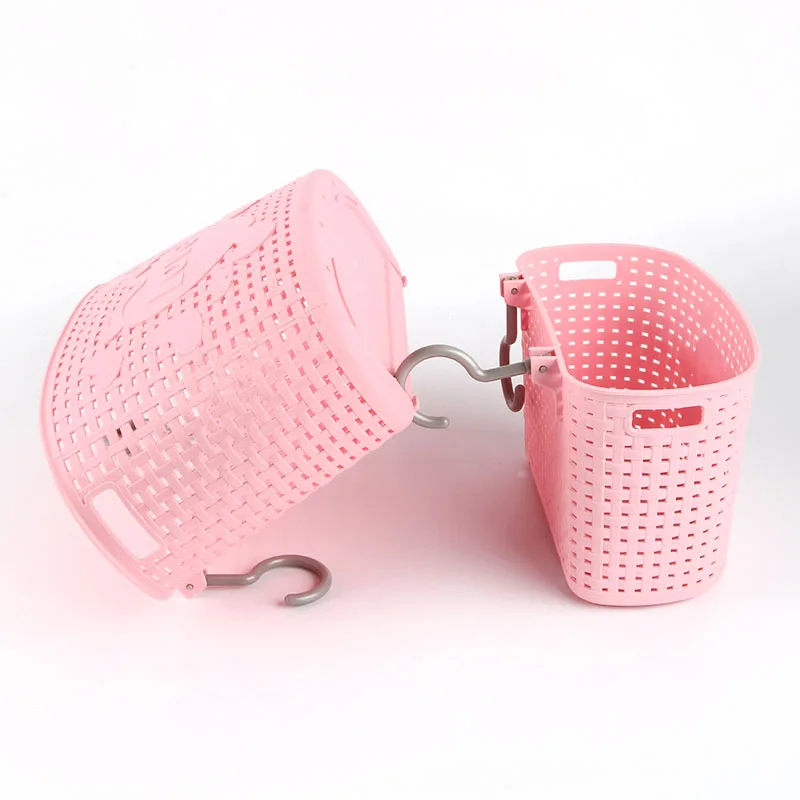 Plastic Kitchen Double Hook Round Basket Weaving Door Hanging Large Size Bathroom Storage Basket