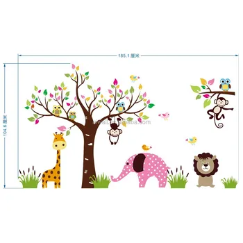 1000 Hewan Wall Stiker Nursery Pvc Stiker Decal Kamar Anak Anak