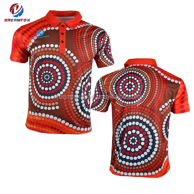 Custom Dye Sublimation Australian Aboriginals Polo Shirts Men With ...