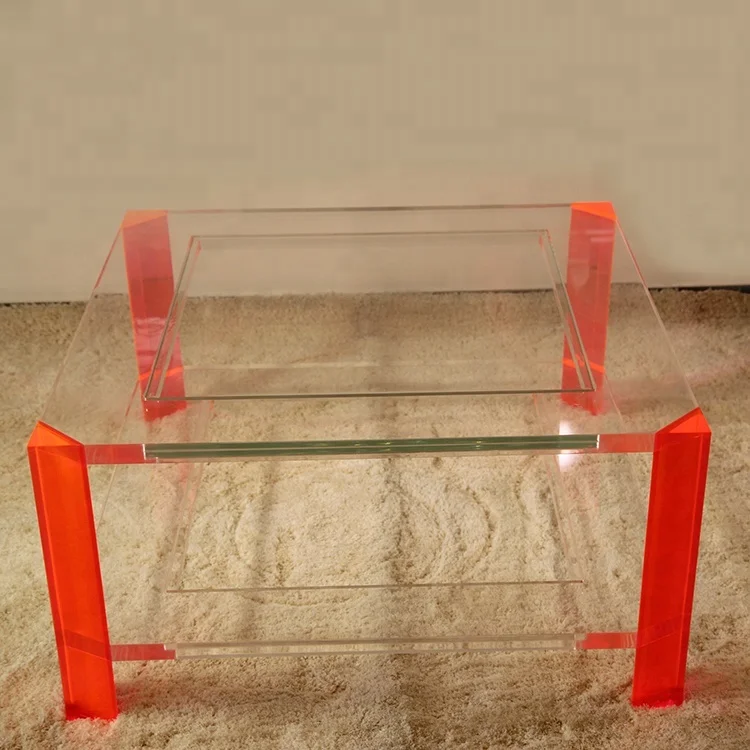 Living Room Furniture Neon Pink Clear Acrylic Coffee Table Buy