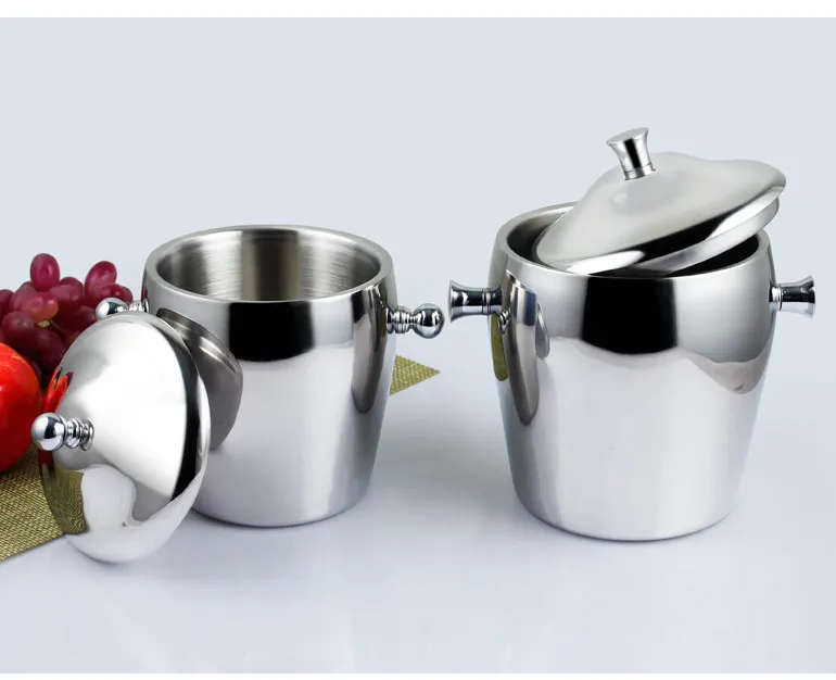 Large Insulated Doublelayer Ice Storage Bucket With Lid Barware Metal