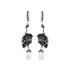 ed00735c Gothic Black Rose Earrings Antique Silver