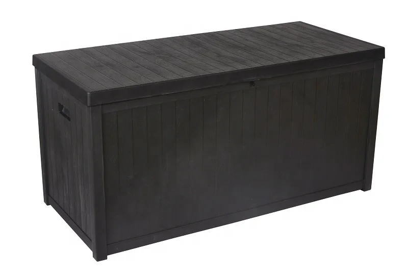 GOMHWAOL Outdoor Large Deck Box Black Patio Storage Container Box Resin Outdoor Box for Patio 113 Gallon 