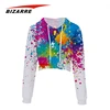 Fashion Pull Over Tie Dye Custom Print Womens Crop Top Hoodie