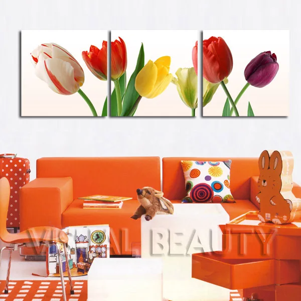 Nature Painting Pictures Beautiful Tulip Flower Canvas Wall Art Prints for Home Decor Paint by Numbers Wall Art Seven Wall Arts