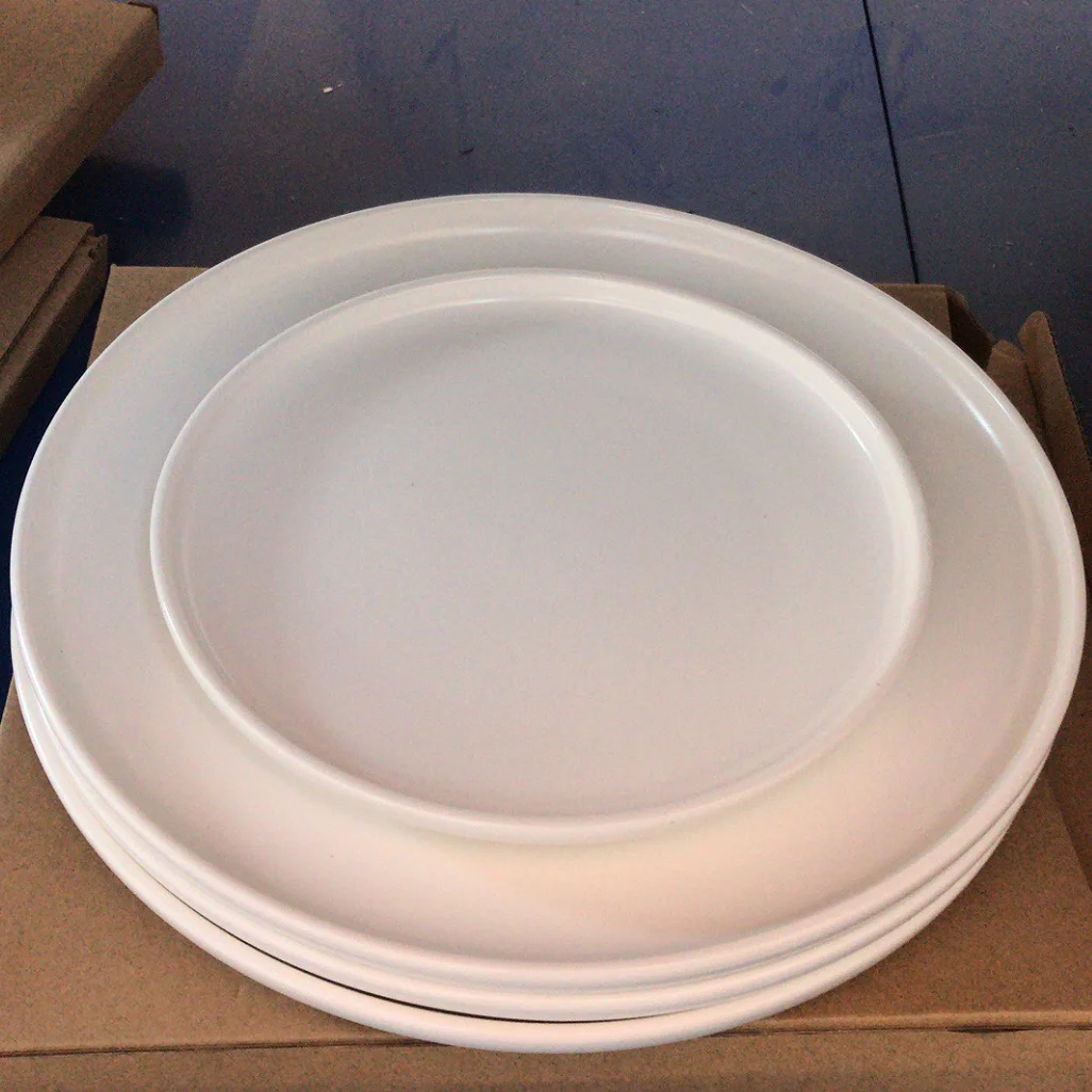 Nordic Customized Restaurant Bowls 6 inch Ceramic White Pizza Dish Plates Round 8 inch 10 inch Steak Plate