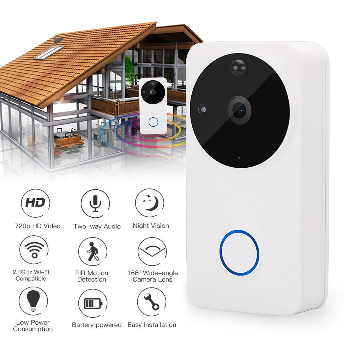 Remote Unlock App Control 720p Wireless Video Intercom ...