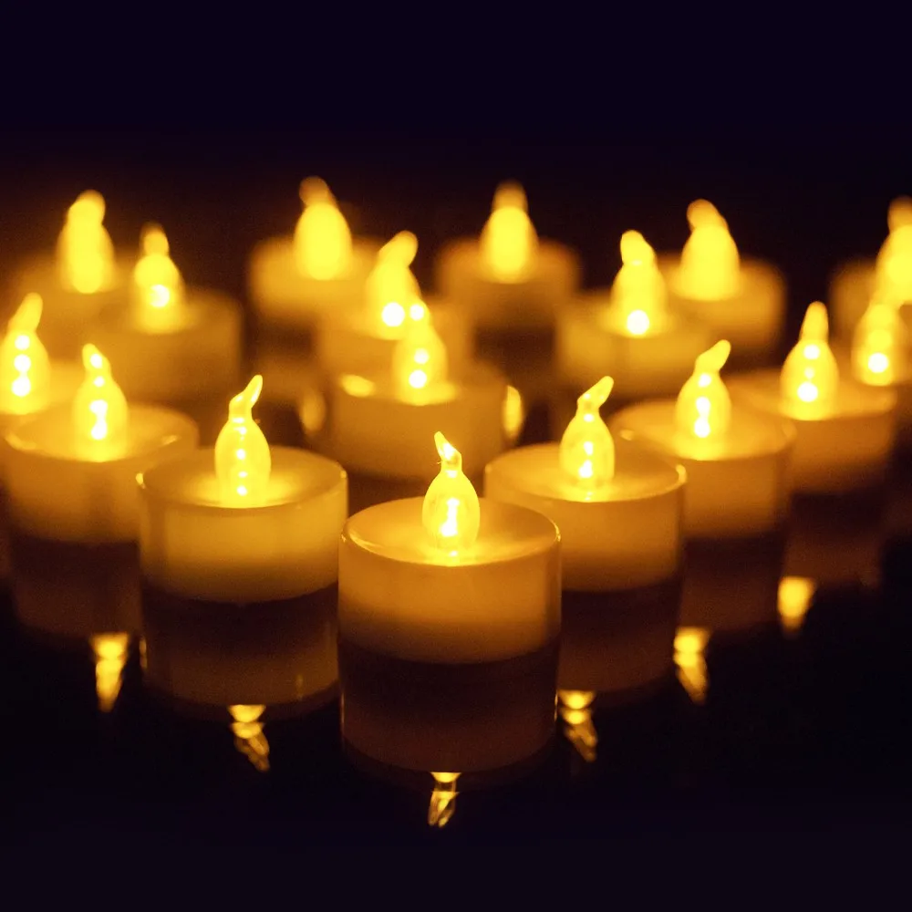 Homemory Flameless Battery Operated Tea Lights,Small Yellow Flickering