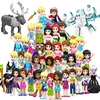 mini action girls figure Friends Building Blocks Belle Beast Cinderella Elsa juguetes educativos scale animal toys super hero