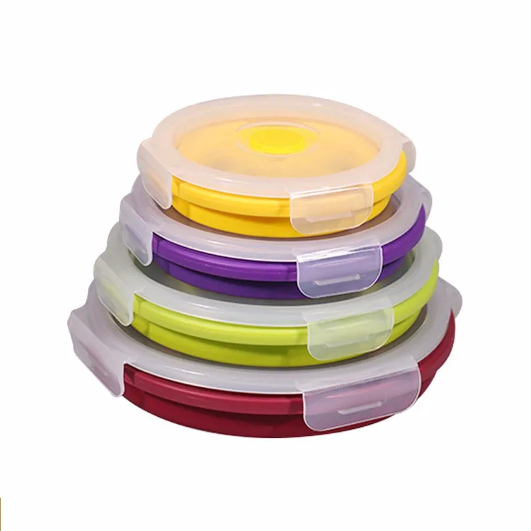 4pcs Silicone Folding Lunch Box, Food Storage Containers
