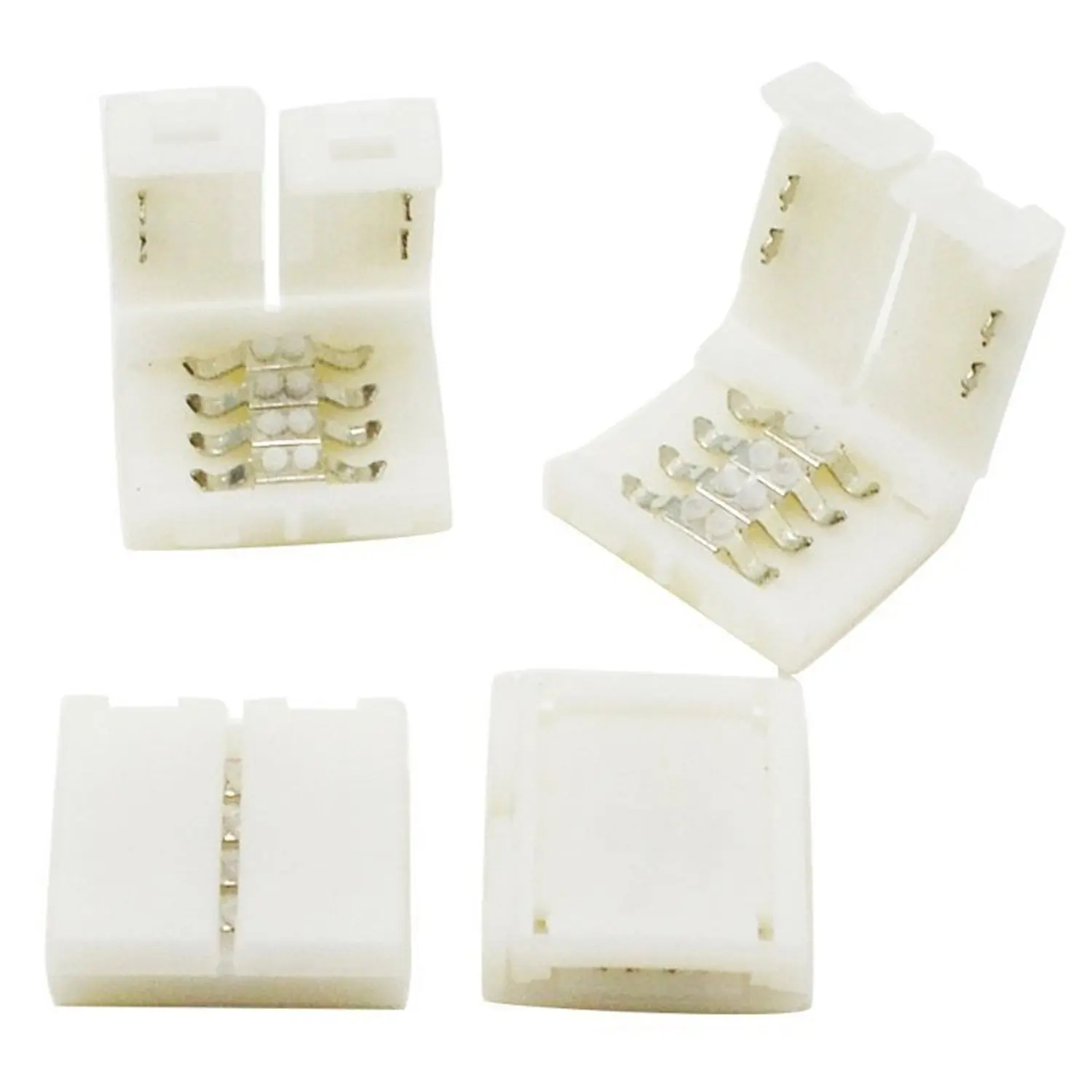 NEWSTYLELIGHTING 100pcs/lot 10mm 4 Pin Solderless Led Strip Connector Fixtures Lighting Accessories For 5050 Led Strip Light RGB (10mm 4pin 5050/100pcs)