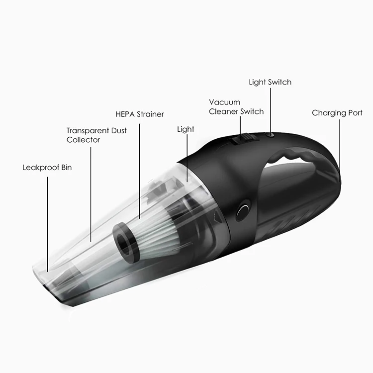 Amazon 2019 Hot Sale New Product High Suction Aluminum Filter 12V DC Wet and Dry Cord Cordless Portable Car Vacuum Cleaner
