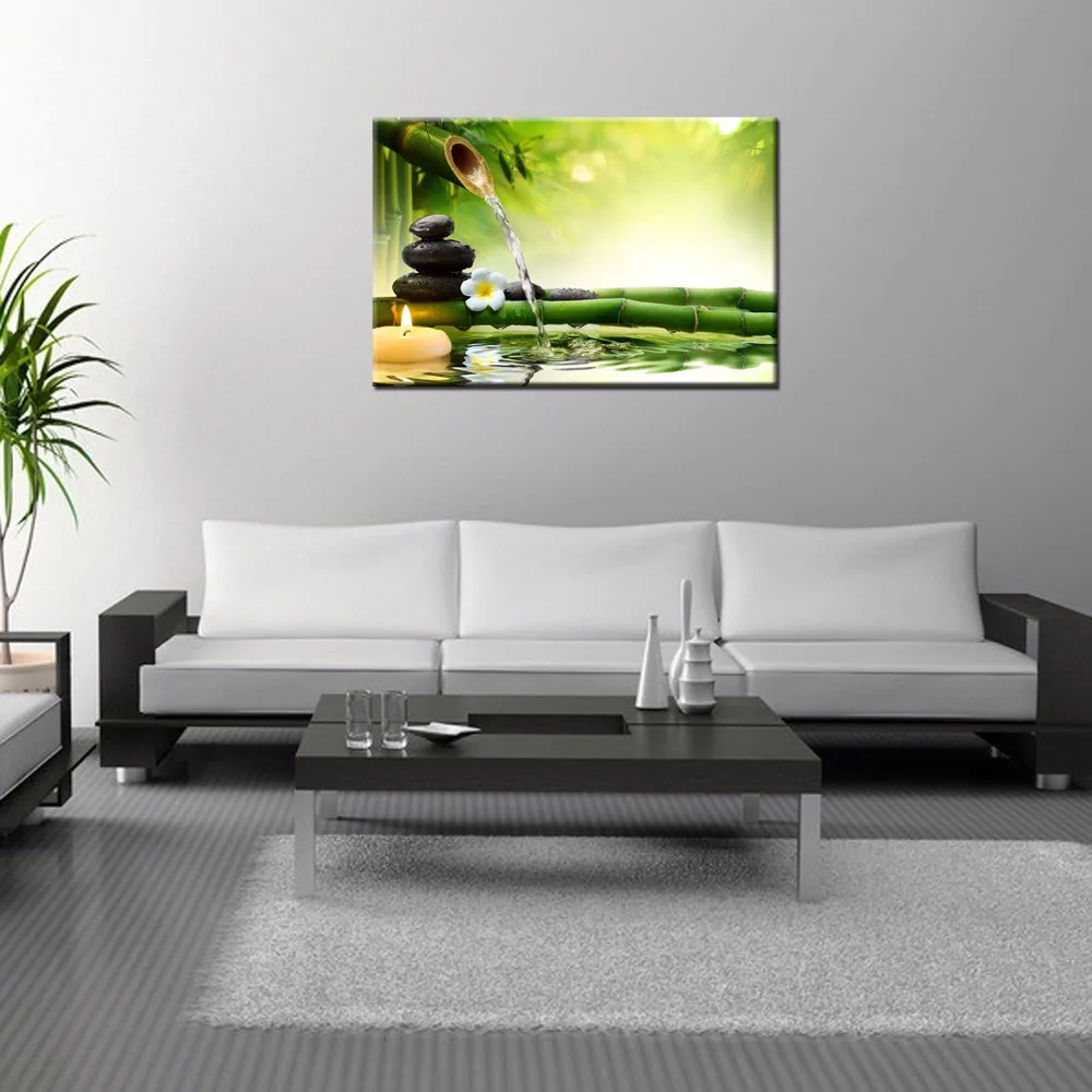 Zen Basalt Stones Wall Art Green Spa Bamboo Picture Prints Wall Decor Waterfall Painting On Canvas Buy Zen Wall Art Bamboo Picture Prints Waterfall Painting Product On Alibaba Com