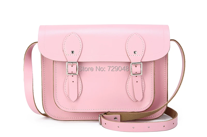 pink leather messenger bag