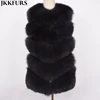 JKK FUR 2018 Real Fox Fur Gilet Women Winter Genuine Soft Natural Fur Long Vest High Quality Fashion Coat 5 Rows Vest S1571