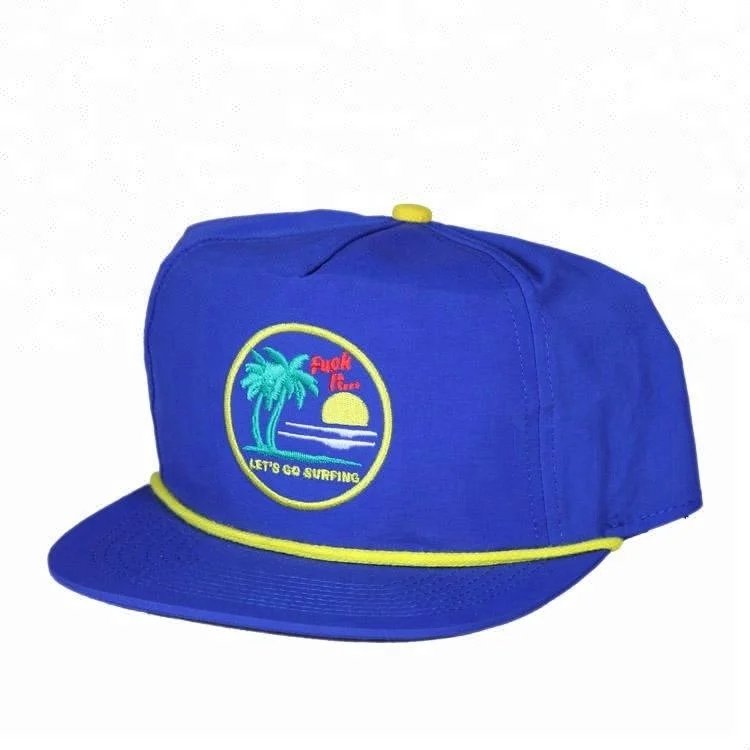 Custom Blank 5 Panel Unstructured Nylon Rope Snapback Cap Hat,100 Nylon Hat Wholesale Buy