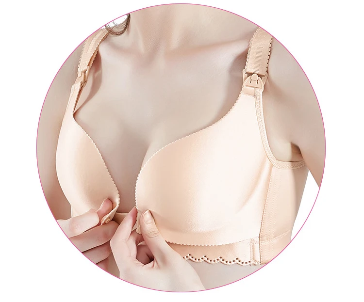 New Fashionable Seamless Cotton Lace Front Open Maternity Nursing Bra.jpg