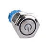 Brass Nickle 19mm 1NO1NC Momentary Function Ring Led Light Power Logo Illuminated Flat Push Power Button Switch