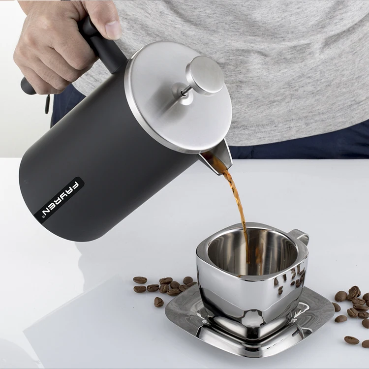 Coffee Tea Maker Flask Extra Filters Double Wall Stainless Steel Black
