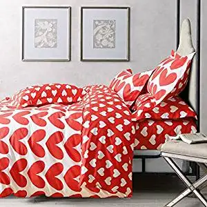 Heart Red Bedding Duvet Cover Set Kids Bedding Teen Bedding Dorm Bedding Gift Idea, Twin Size