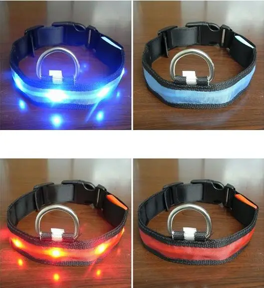 high quality DIY sexy zebra stripe multicolor nylon led pet cat dog collar lights dog led collar light