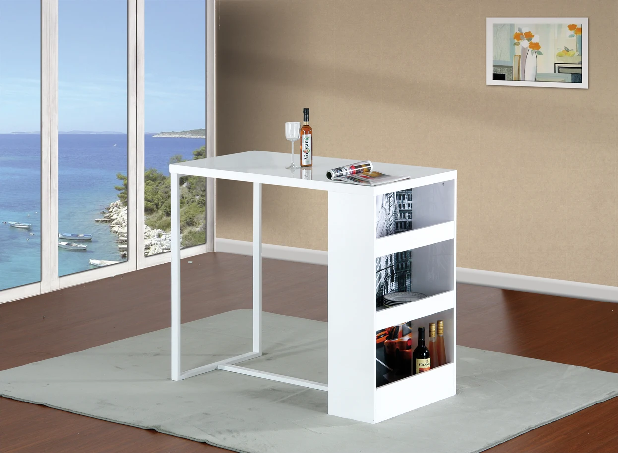 New style high tall furniture elegant luxury design white wooden bar table metal wood for outdoor indoor 