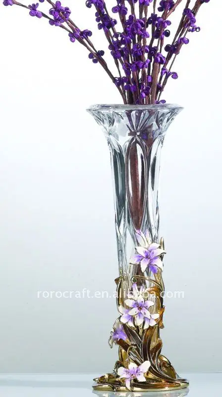 Roro Crystal Glass Vase With Lily Flower Wedding Craft And Gift