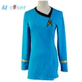 Star Trek Duty Uniform TOS Blue Dress Party Halloween Cosplay Costumes For Women Badge Hot Sale
