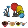 New 8pcs/set Food Grade Silicone Collapsible Folding Measuring Cup And Spoon Set Kitchen Bakeware Tools