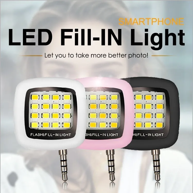 Small 16 LED Spotlight smartphone flashing led lights for iPhone and Android Devices,External Flash Fill Light Selfie