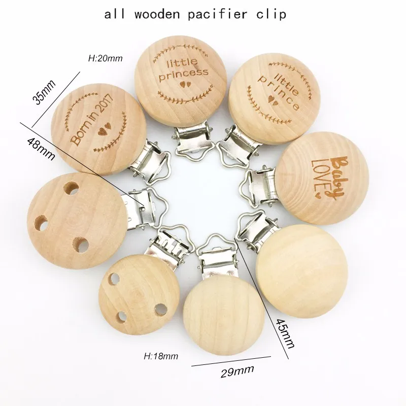 Wooden Round Engrave Custom Logo Diy Accessory Charms Baby Wooden Dummy ...