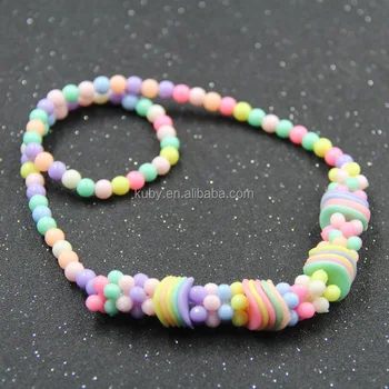 Flower Toddler Plastic Beads Necklaces 