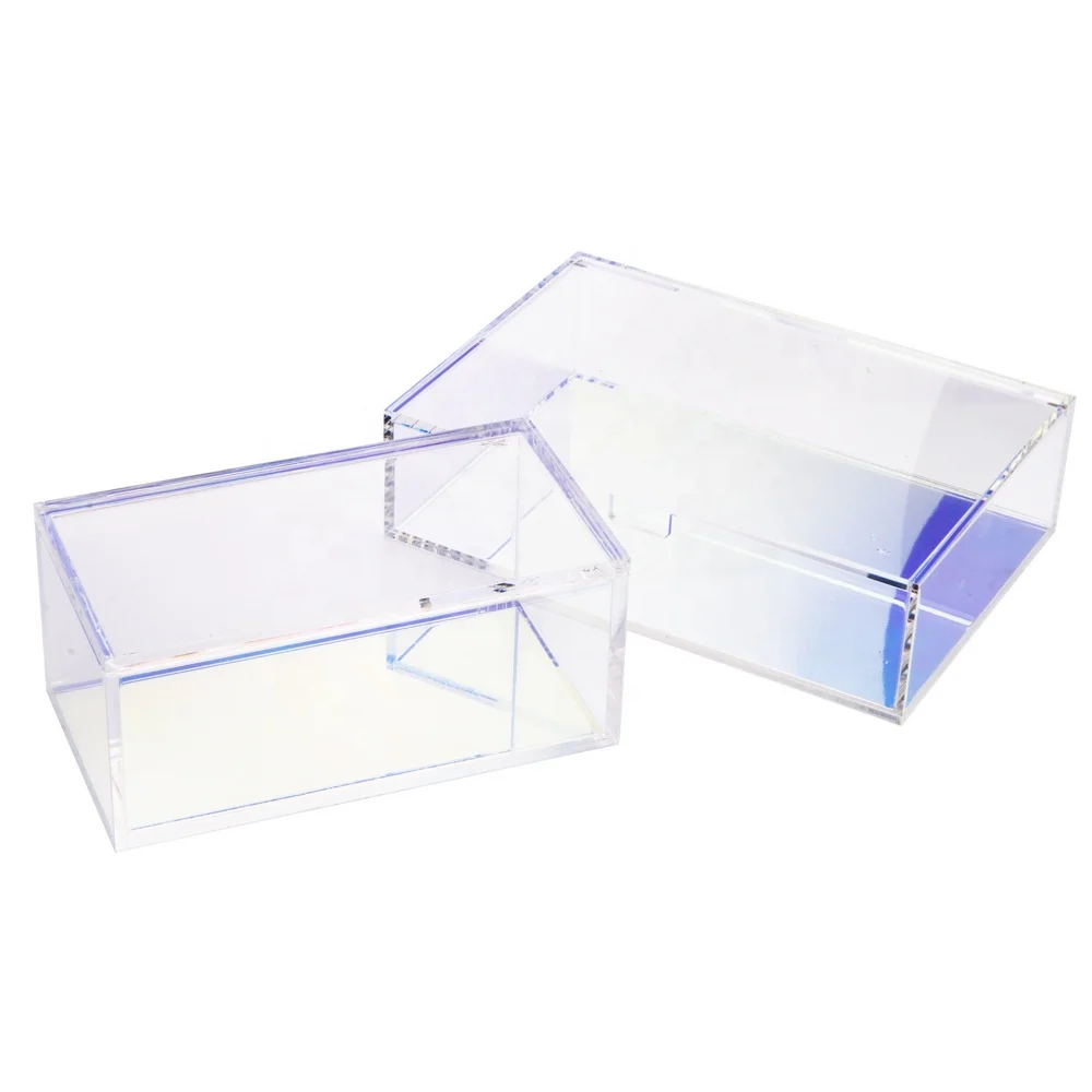 Luxury Iridescent Bottom Clear Acrylic Jewelry Box With Lid Buy Ring
