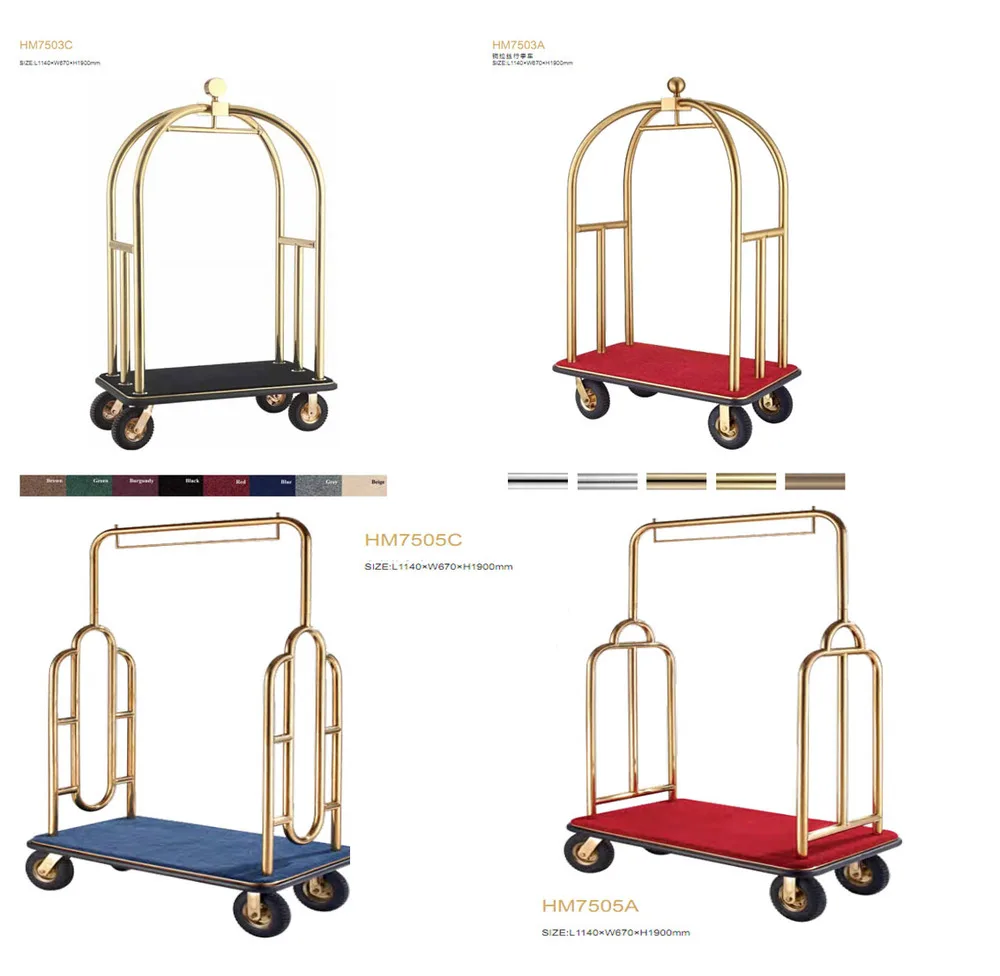 Gold Titanium Plated Hotel Luggage Carts/trolley/trucks Buy Gold