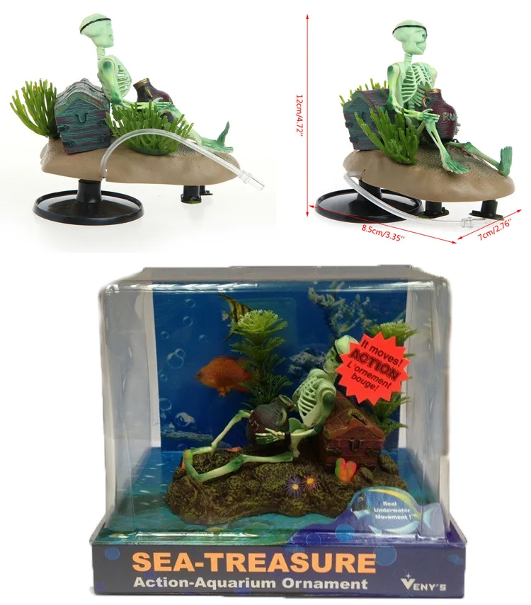 Drunk Skeleton Fish Tank Ornament Aquarium Air-operated Landscape Decoration New