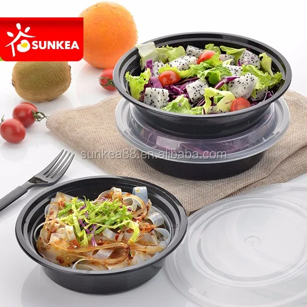 500x Clear Plastic Container w Dome Lid 1000mL Rectangle Disposable Chinese Dish 