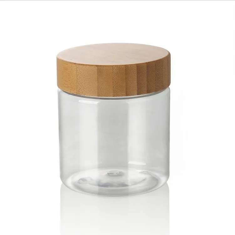 Bamboo Cosmetic Packaging Amber Plastic Jars 200ml 250ml 500ml Body
