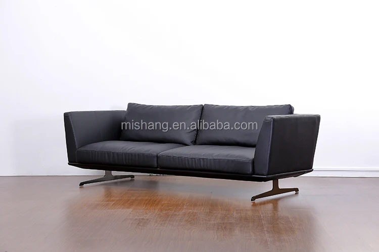 North America furniture black modern leather sofa set