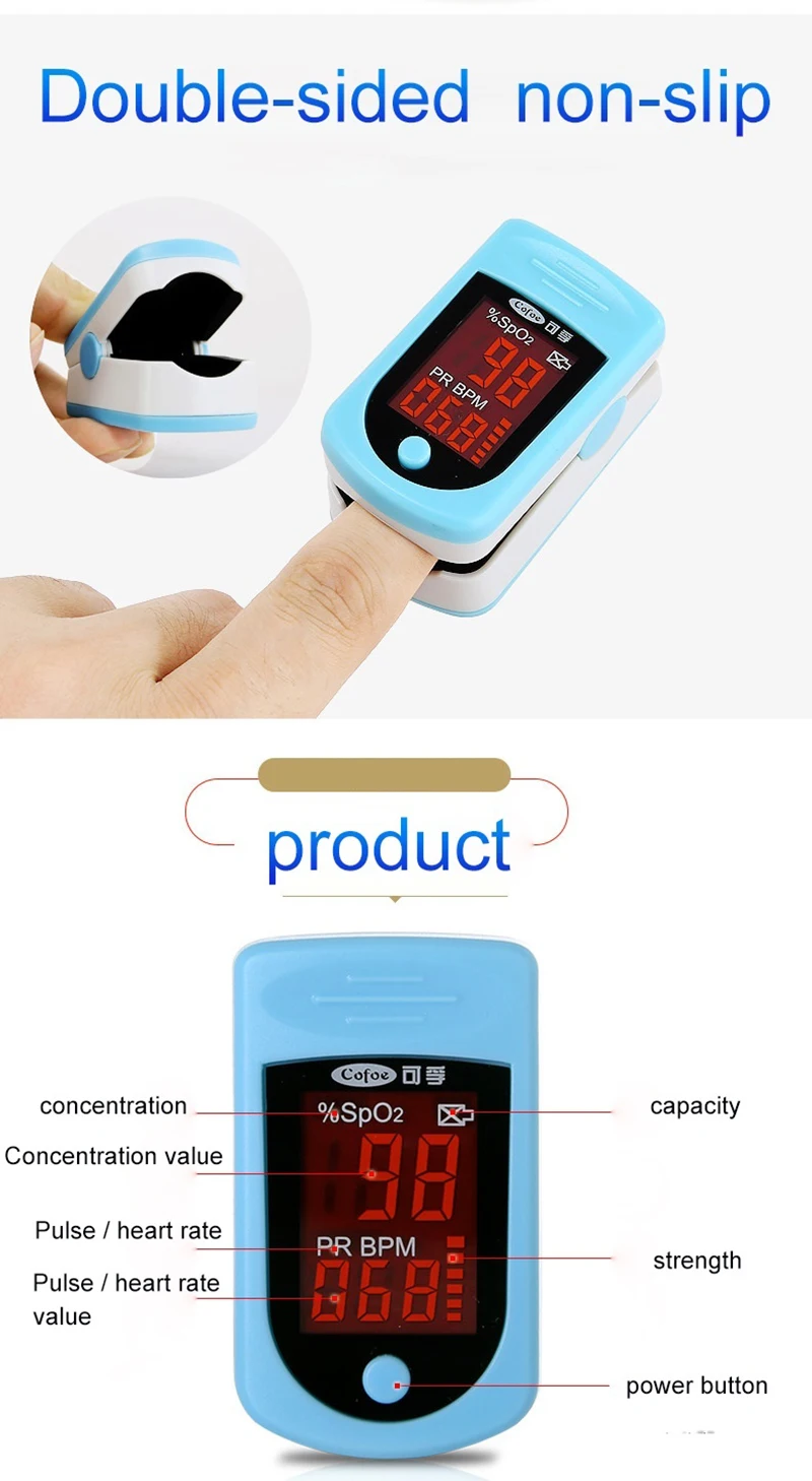 Household medical portable finger monitor blood pressure monitor Clip Type Pulse Oximeter Oxygen monitor