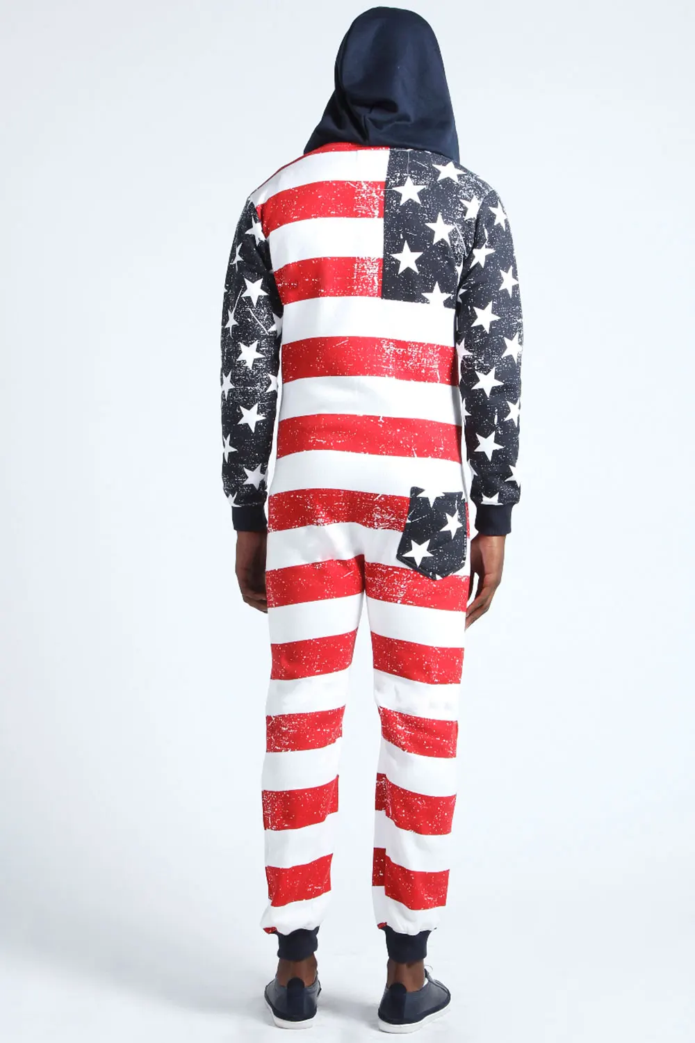 All Over American Flag Men's Onesie Pajamas With Hood - Buy Men's ...