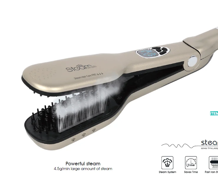 2016 Hot Innovative Argan Oil Infused Magical Hair Straightener Steamer with Brush