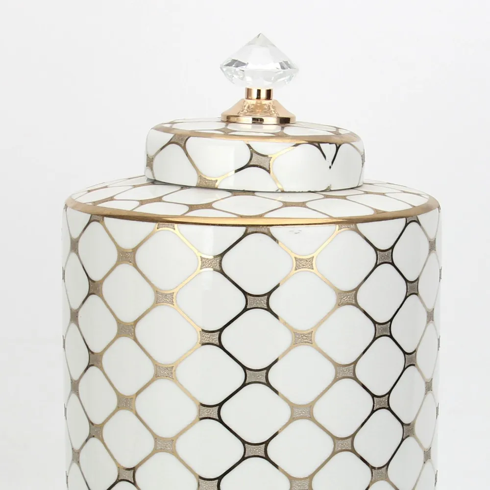 Luxury Big Ceramic Jar Modern European Home Decor Custom Gold Jar Lids