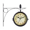 Retro European Wall Hanging Clock Double Side Two Faces Arabic Numbers Scroll Wall Mount Home Decor Black