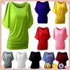 home top for women t shirt plug size loose casual simple Cut Out Off Shoulder o-nect Short Sleeve Dolman Drape Loose Tunic Top