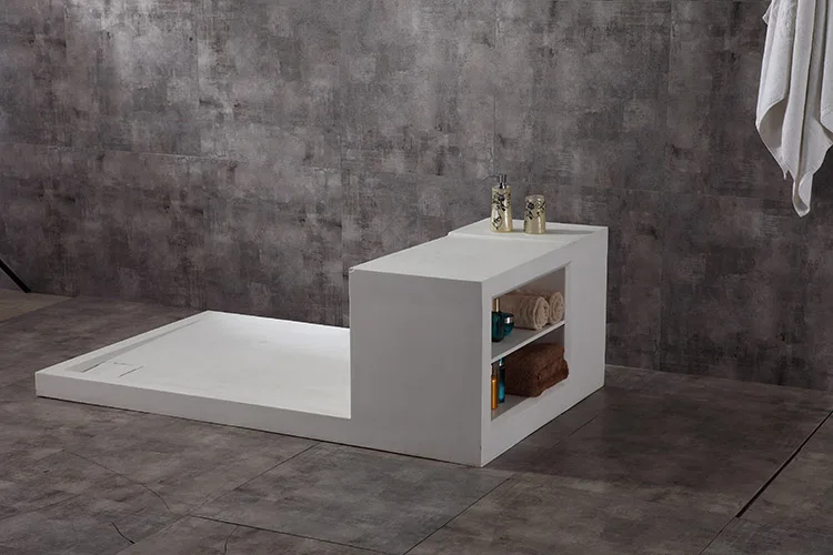Kt005 Bathroom White Rectangular Solid Surface Stone Shower Base And