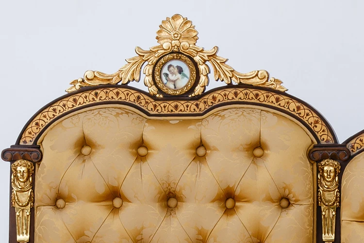 French Luxury home furniture Italian royal style wooden antique sofa set sectional sofa for hotel lobby villa  Living room